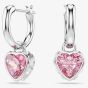 Swarovski Chroma Rhodium Plated Pink Heart Drop Earrings 5757814