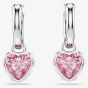 Swarovski Chroma Rhodium Plated Pink Heart Drop Earrings 5757814