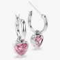 Swarovski Chroma Rhodium Plated Pink Heart Drop Earrings 5757814