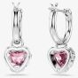 Swarovski Chroma Rhodium Plated Pink Heart Drop Earrings 5757814