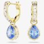 Swarovski Chroma 18ct Yellow Gold Plated Pear Cut Blue Drop Earrings 5757815