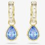 Swarovski Chroma 18ct Yellow Gold Plated Pear Cut Blue Drop Earrings 5757815