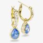 Swarovski Chroma 18ct Yellow Gold Plated Pear Cut Blue Drop Earrings 5757815
