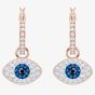 Swarovski Duo Rose Gold Tone Blue Evil Eye Hoop Earrings 5425857