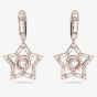 Swarovski Stella Rose Gold Tone Plated Crystal Star Dropper Earrings 5617769