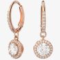 Swarovski Ladies Constella Rose Gold-Plated Dropper Hoop Earrings 5638769