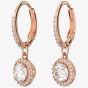 Swarovski Ladies Constella Rose Gold-Plated Dropper Hoop Earrings 5638769