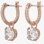 Swarovski Ladies Constella Rose Gold-Plated Hoop Dropper Earrings 5639975
