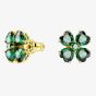 Swarovski Idyllia Green Clover Gold Plated Stud Earrings 5666236
