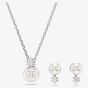 Swarovski Matrix Rhodium Plated Crystal & Pearl Jewellery Set 5689624