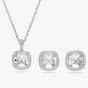 Swarovski Una Angelic Rhodium Plated Cushion Cut Halo Jewellery Set 5754343