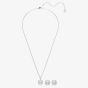 Swarovski Una Angelic Rhodium Plated Cushion Cut Halo Jewellery Set 5754343