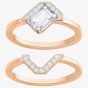 Swarovski Gallery Rose Gold Tone Square Stone Ring Set