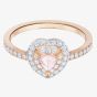 Swarovski One Rose Gold Tone Pink Crystal Heart Ring 5470690 