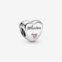 PANDORA Silver Pink Cubic Zirconia Sister Heart Charm 791946PCZ