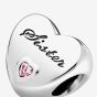 PANDORA Silver Pink Cubic Zirconia Sister Heart Charm 791946PCZ