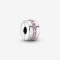 PANDORA Silver Pink Sparkling Row Clip Charm 791972PCZ