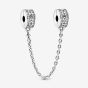 PANDORA Silver Logo Safety Chain Clip Charm 792057CZ-05