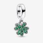 PANDORA Silver Green Crystal Four Leaf Clover Charm 792751C01
