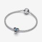PANDORA Silver Entwined Heart Blue Stone Charm 793744C01