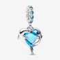 PANDORA Silver Blue Murano Glass Dolphins Dangle Charm 793924C01