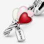 PANDORA Silver Pink Red Birthday Balloon Dangle Charm 798076CZ