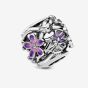 PANDORA Silver Purple Enamel Openwork Daisy Charm 798772C02