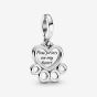 PANDORA Silver Paw Print Hearts Dangle Charm 799360C00