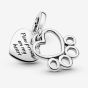 PANDORA Silver Paw Print Hearts Dangle Charm 799360C00