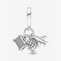 PANDORA Silver Aeroplane Globe Suitcase Dangle Charm 799435C01