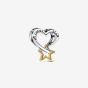 PANDORA Silver 14ct Gold Plated Lucky Star Heart Charm 763513C00