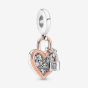 PANDORA Silver 14ct Rose Gold Plated Heart Padlock Charm 780087C01