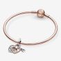 PANDORA Silver 14ct Rose Gold Plated Heart Padlock Charm 780087C01