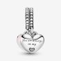 PANDORA Silver Mother & Daughter Hearts Dangle Charm 792072EN40