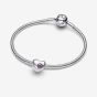 PANDORA Sterling Silver Pink Cubic Zirconia February Birthstone Heart Charm 794161C02