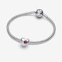 PANDORA Sterling Silver Pink Cubic Zirconia July Birthstone Heart Charm 794161C07