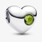 PANDORA Sterling Silver Green Cubic Zirconia August Birthstone Heart Charm 794161C08