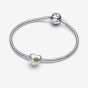 PANDORA Sterling Silver Green Cubic Zirconia August Birthstone Heart Charm 794161C08