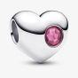 PANDORA Sterling Silver Pink Cubic Zirconia October Birthstone Heart Charm 794161C10