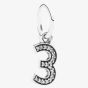 PANDORA Sterling Silver Cubic Zirconia Number Three Dangle Charm 791341CZ