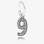 PANDORA Sterling Silver Cubic Zirconia Number Nine Dangle Charm 791347CZ