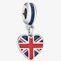 PANDORA Sterling Silver Heart Great Britain Flag Dangle Charm 791512ENMX