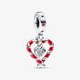 PANDORA Sterling Silver Double Candy Cane Heart Christmas Dangle Charm 792822C01