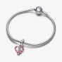 PANDORA Sterling Silver Double Candy Cane Heart Christmas Dangle Charm 792822C01