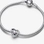 PANDORA Sterling Silver Cubic Synthetic Pearl Openwork Mum Heart Charm 793233C01