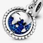 PANDORA Sterling Silver Cubic Zirconia Blue Spinning Globe Charm 798021CZ