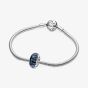 PANDORA Sterling Silver Wavy Dark Blue Murano Glass Charm 798938C00