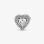 PANDORA Silver Sparkling Levelled Hearts Charm 799218C01