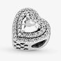 PANDORA Silver Sparkling Levelled Hearts Charm 799218C01