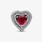 PANDORA Sparkling Red Levelled Heart Charm 799218C02